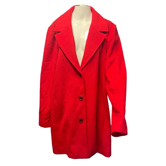 J. Jill Jackets & Blazers - J. Jill - Womens Red Trench Wool Blend Coat Sz XL